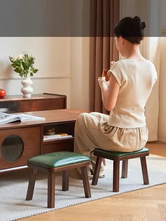 Meubles de salon, tabouret à coussin de siège souple, petit Tabouret en bois massif, banc de maison 