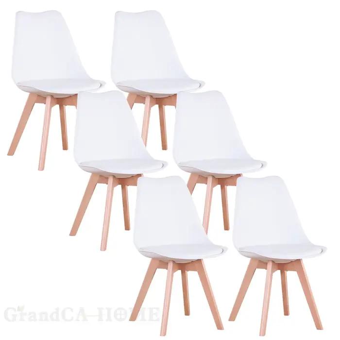 Ensemble de 6 chaises de salle à manger modernes et minimalistes, siège rembourré en PU, pieds en bo