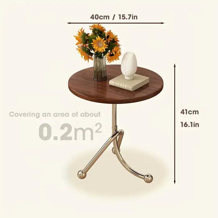 Table d'appoint ronde vintage avec pieds en métal et plateau en bois, table d'appoint pour salon, ch