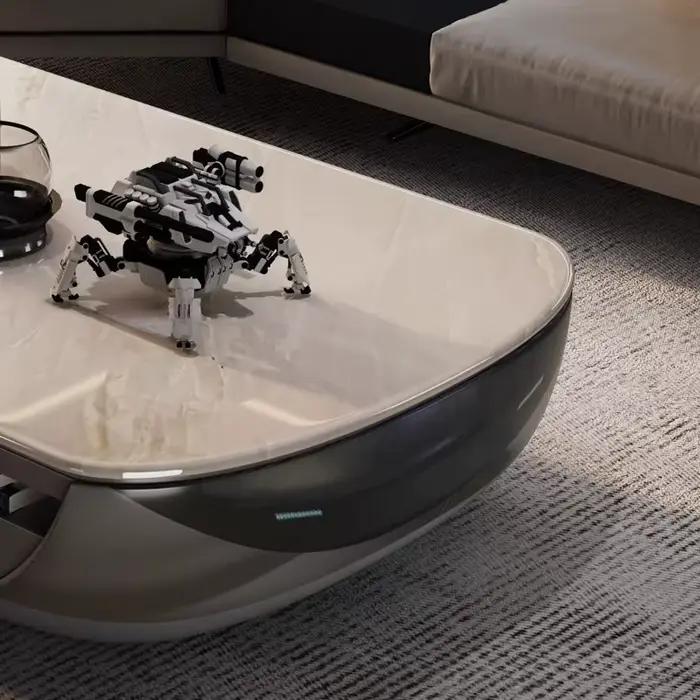 Tables basses design nordique de luxe avec rangement pour salon, tables basses blanches, console gra