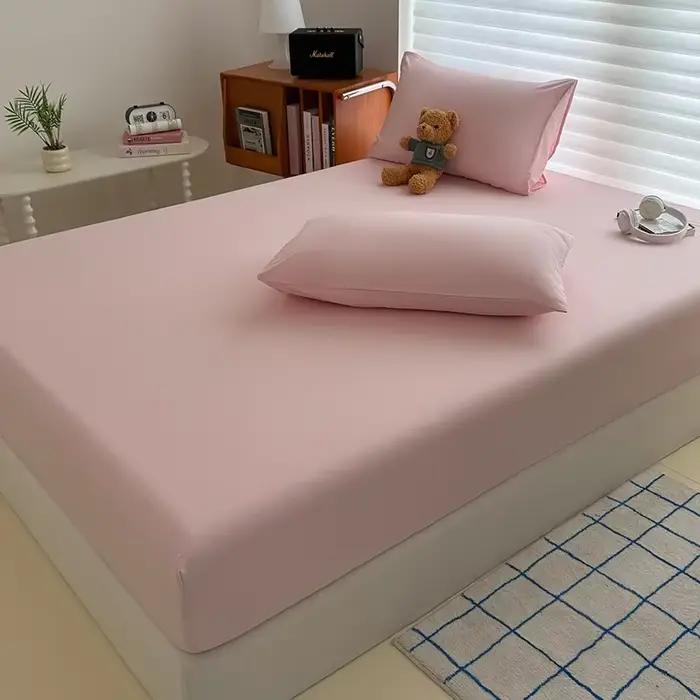 Drap-housse délavé avec bandes élastiques, housse de matelas réglable antidérapante pour lit simple,