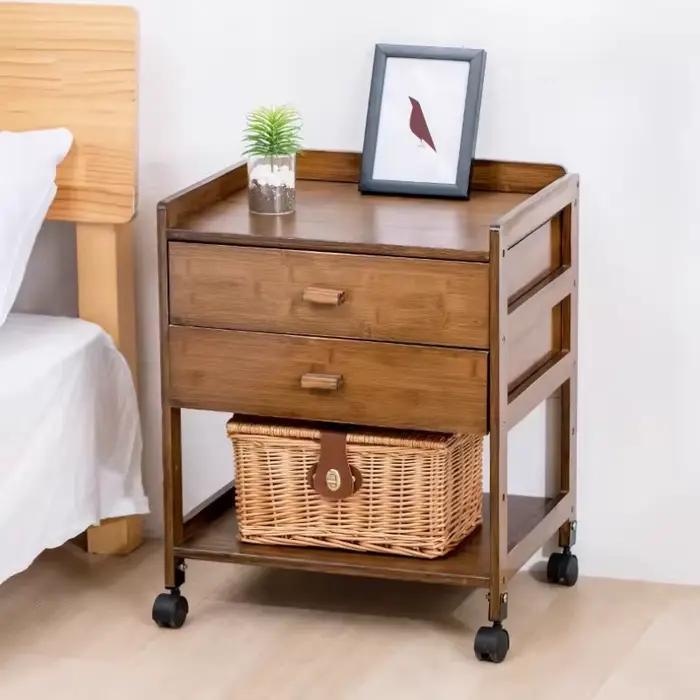 Table de chevet moderne en bambou, armoire latérale minimaliste pour petits espaces, organisateur de