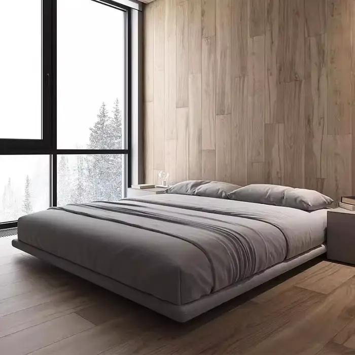 Lit mezzanine flottant Tatami Gris Hôtelier Grand Lit Cadre en Bois pour Adultes Letto Matrimoniale 