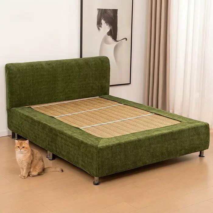 Housse de tête de lit tout-en-un, protège-matelas extensible, jupe de lit anti-rayures, anti-griffur