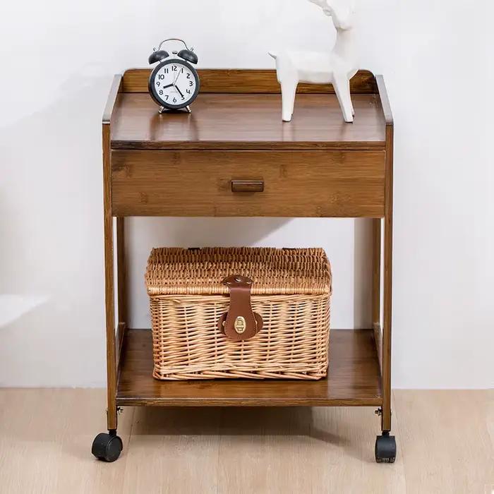 Table de chevet moderne en bambou, armoire latérale minimaliste pour petits espaces, organisateur de