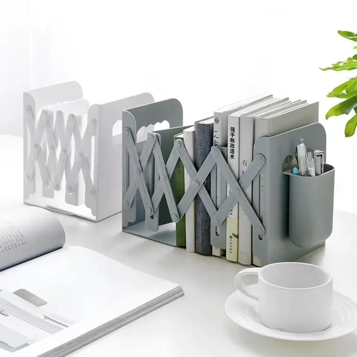 Support de livre rétractable avec porte-stylo, étagère créative pour étudiants, rangement de bureau 