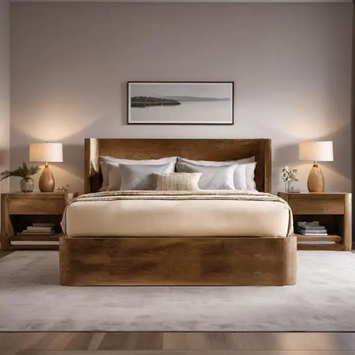 Meubles de maison lit d'hôtel lit en bois de Style américain meubles de chambre panneau plate-forme 