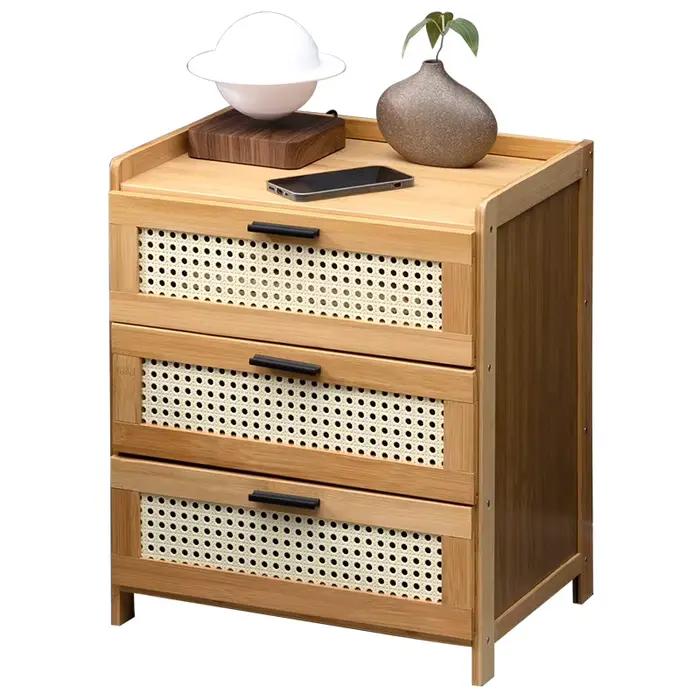 ‌ Table de chevet minimaliste moderne – Armoire de rangement de chevet en bois massif avec tiroir, d