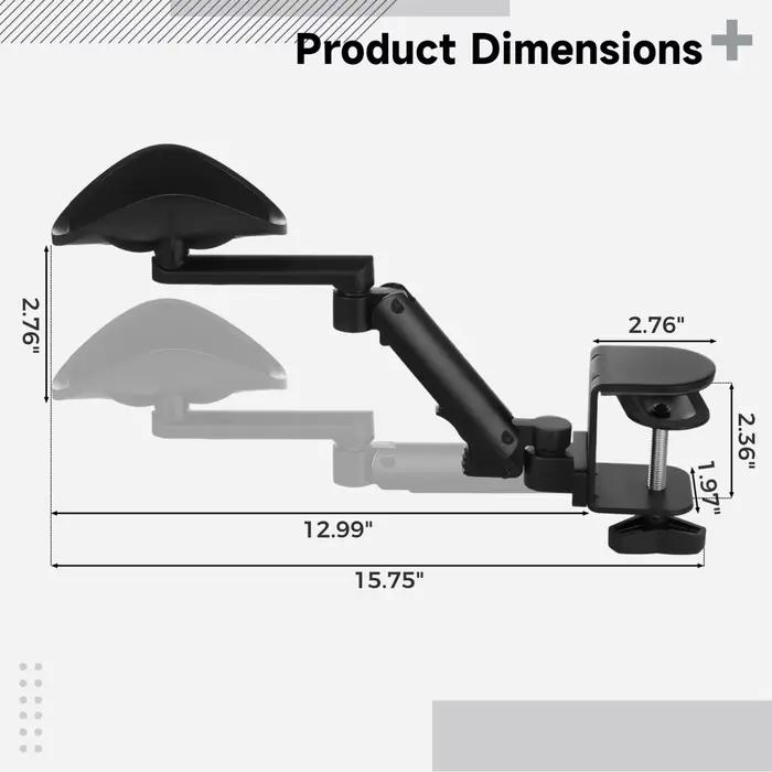 Accoudoir de bureau réglable, Support de coude ergonomique, Support de bras à pince, Support de coud