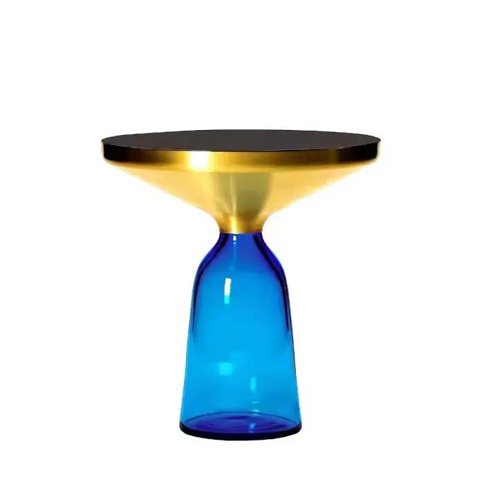 Table de chevet nordique de luxe abordable, table d'appoint de canapé, table basse, verre rond d'int