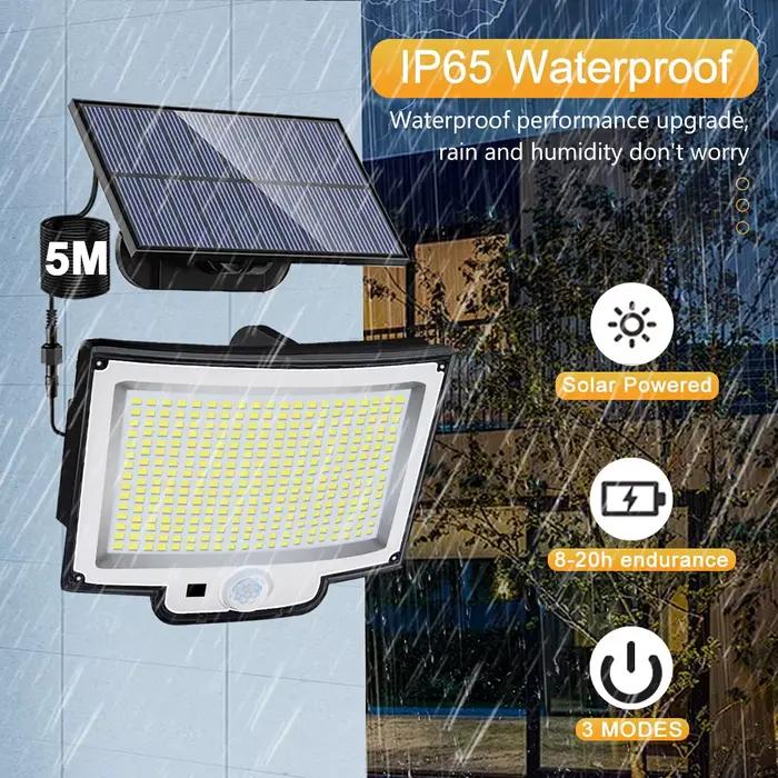 Lampes solaires d'extérieur 366/400/318 LED avec détecteur de mouvement, lampes de sécurité étanches