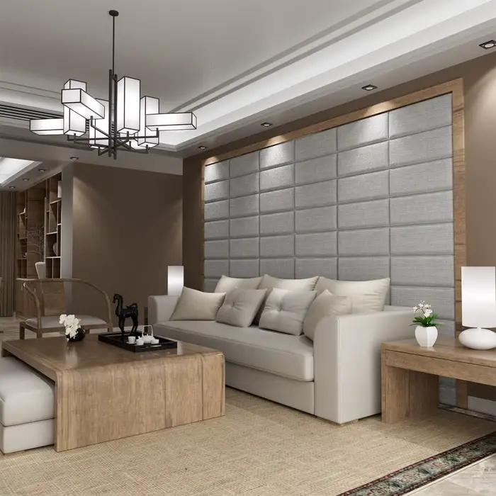 1. Tête de lit murale gris clair pour lit simple, panneaux de rembourrage mural en tissu éponge auto
