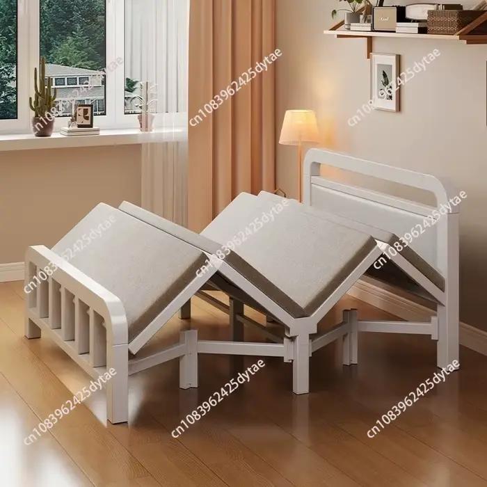 Lit pliant en fer forgé robuste, lit simple en panneau rigide, lit d'appoint stable pour chambre à l