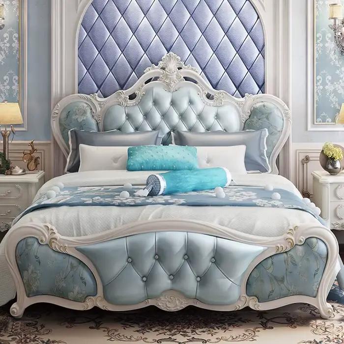 Lit double avec tête de lit princesse, lit simple européen 180x200cm, rembourrage de luxe, Letto Mat
