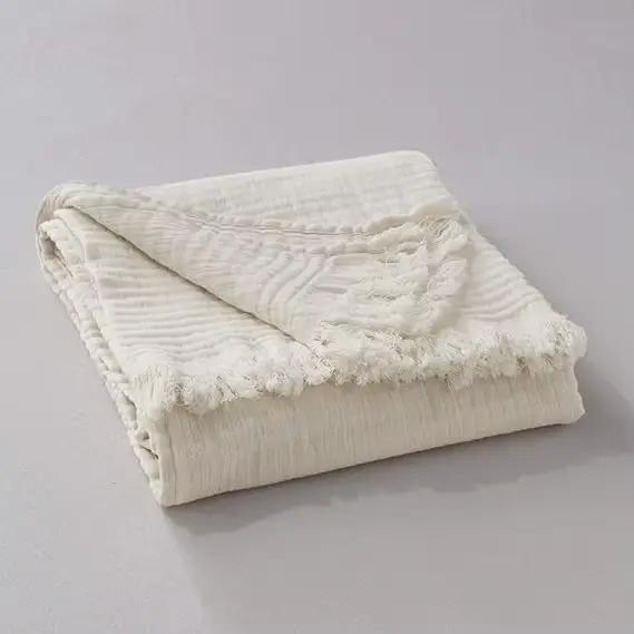Couverture de canapé LY-Hot Home, décoration de canapé-lit avec 100% lin pur, couverture douce en li