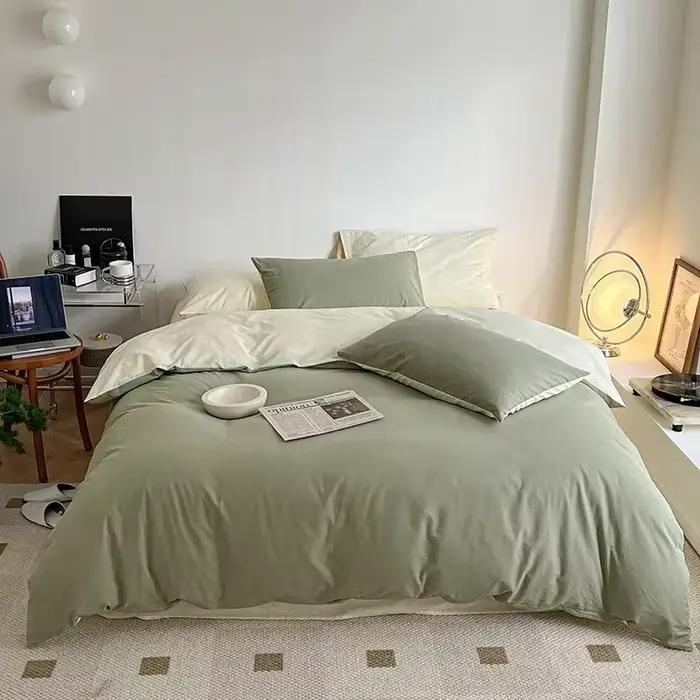 Parure de lit haut de gamme 100 % coton, couleurs mélangées, douce pour la peau, pour lit Queen, hou