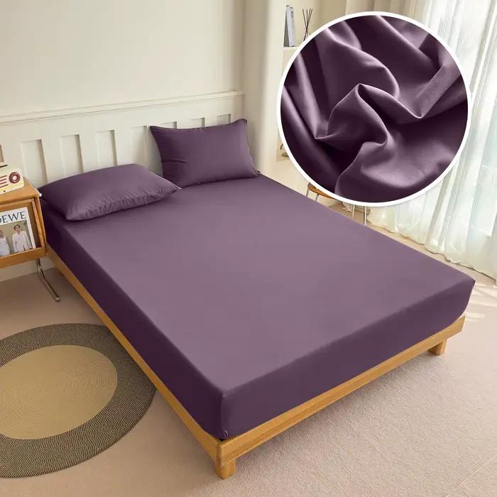 Drap-housse 90/120/150/180x200 avec bande élastique, couleur unie, protège-matelas pour lits simples