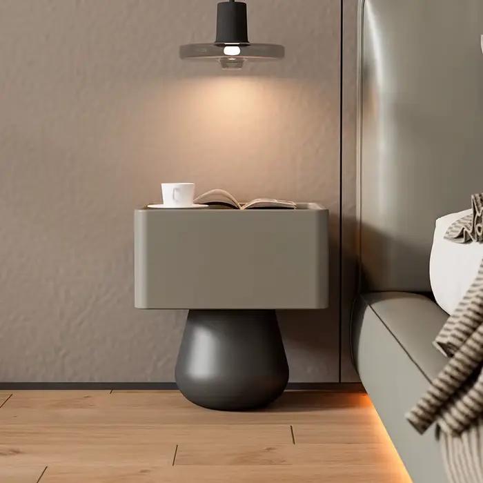 Table de chevet minimaliste en bois, design nordique, avec rangement, décoration moderne, esthétique