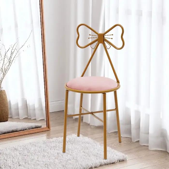 Chaise de vanité moderne avec nœud papillon, tabouret de vanité, coussin en velours, chaise de maqui