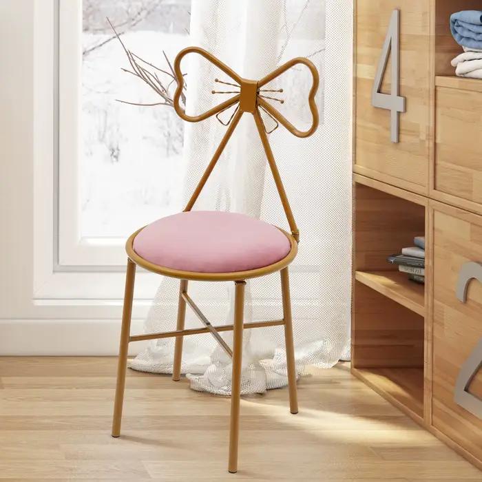 Chaise de vanité moderne avec nœud papillon, tabouret de vanité, coussin en velours, chaise de maqui