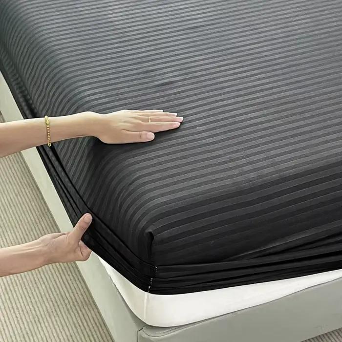 Drap-housse avec bande élastique, couleur unie, housse de matelas douce pour lit simple, double, kin