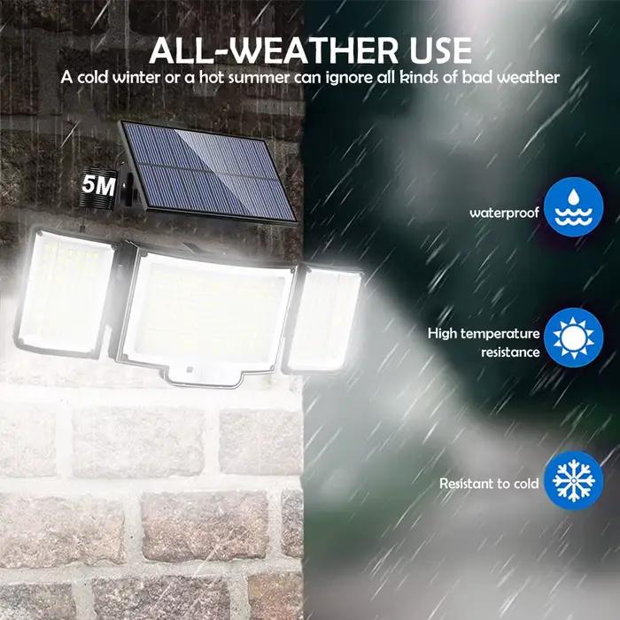Lampes solaires d'extérieur 366/400/318 LED avec détecteur de mouvement, lampes de sécurité étanches