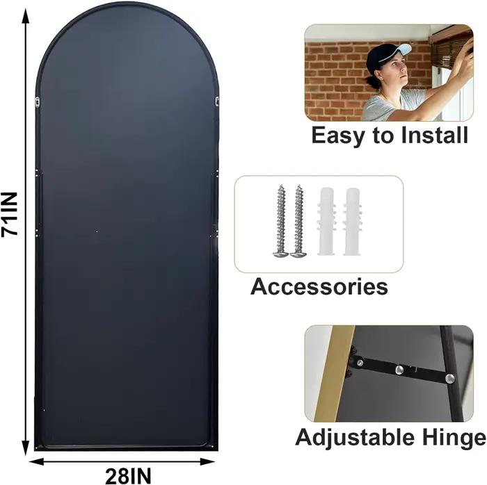 Miroir pleine longueur 26" x 71" - Miroir complet du corps avec cadre en alliage d'aluminium - Miroi