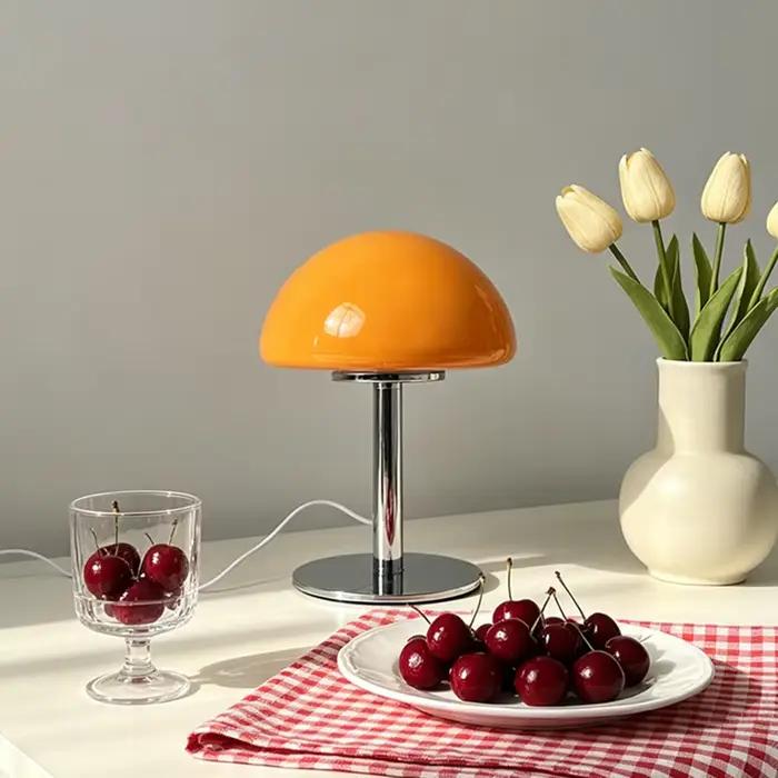 Lampe de bureau en verre de Murano, demi-dôme, style contemporain moderne, lampe à intensité variabl