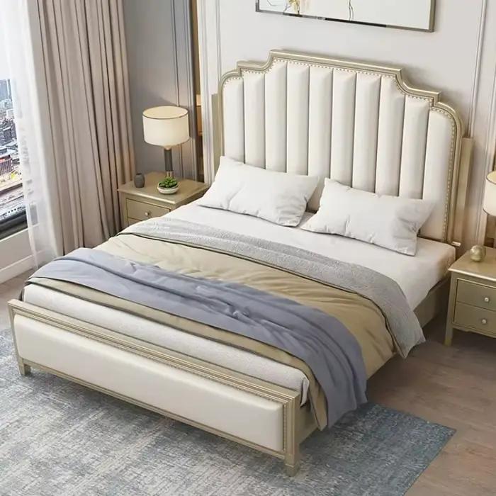 Lit plateforme de luxe moderne et exclusif, Design en bois massif, King Size, meubles de chambre à c