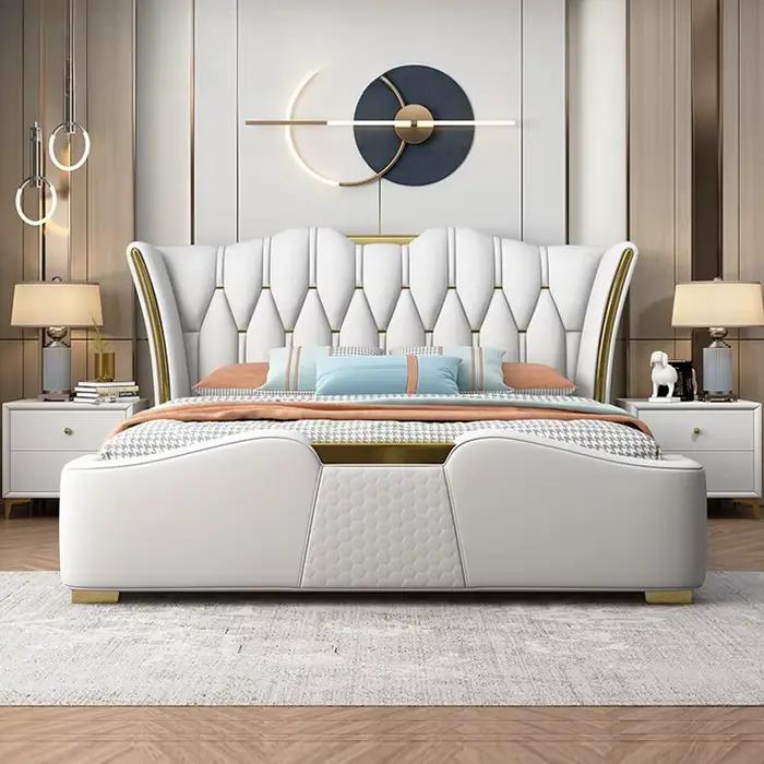 Tête de lit nordique fantaisie, cadre Unique, tables de chevet minimalistes, meubles de chambre à co