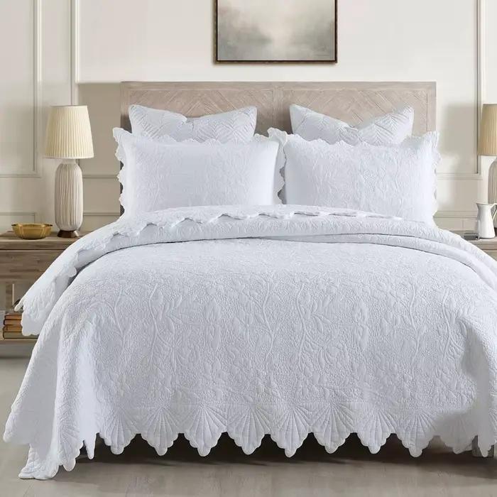 Couvre-lit en coton matelassé, couverture d'été pour lit double queen size, couette pour couple, lin