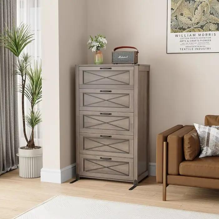 5 tiroirs pour chambre à coucher, commode de chambre à coucher en bois, commode et commode en bois d
