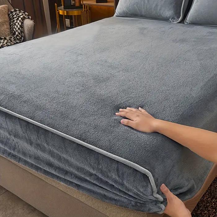 Drap de lit 1 pièce en velours de lait de couleur unie