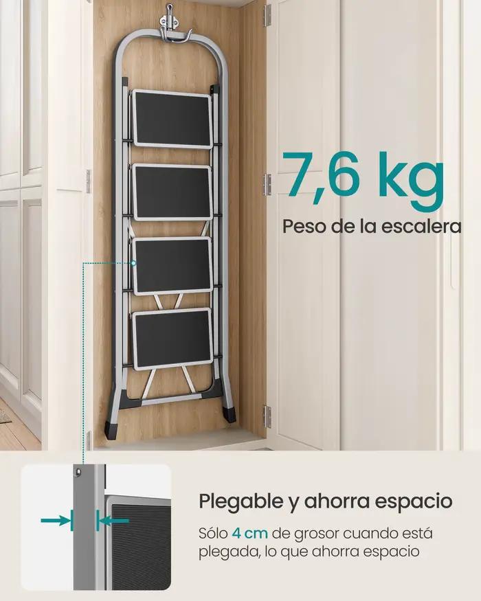 Escabeau SONGMICS, échelle 4 marches, échelle pliante, verrouillage de sécurité, rangement peu encom