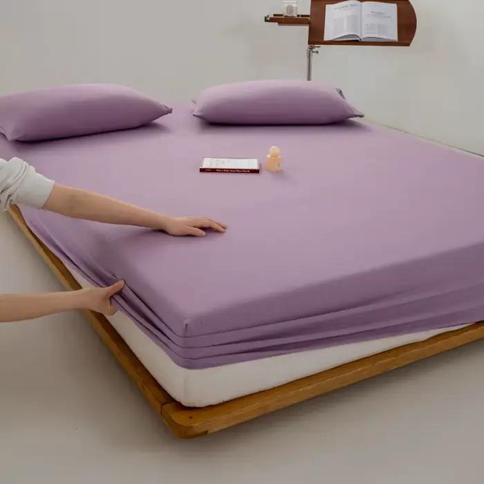 Drap-housse 100% coton avec bande élastique, housse de matelas réglable antidérapante pour lit simpl