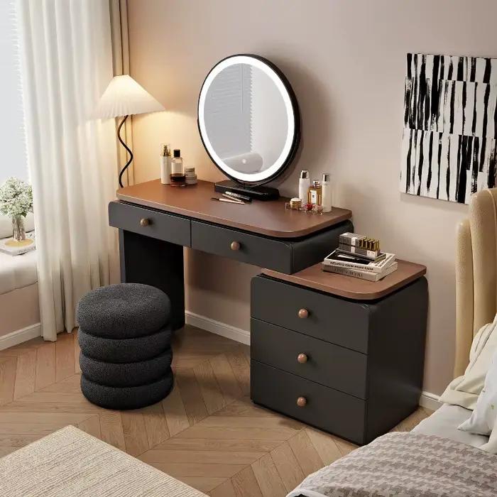 Table de toilette avec miroir et éclairage, tabouret pour filles, table de toilette espagnole, liqui