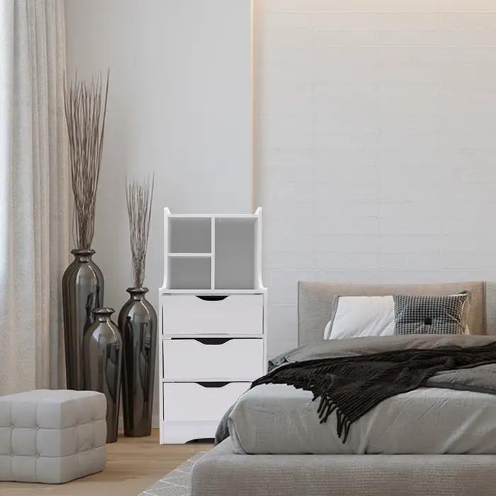 CNCEST-Table d'appoint blanche pour chambre à coucher, table de chevet moderne avec 3 égouts de prox