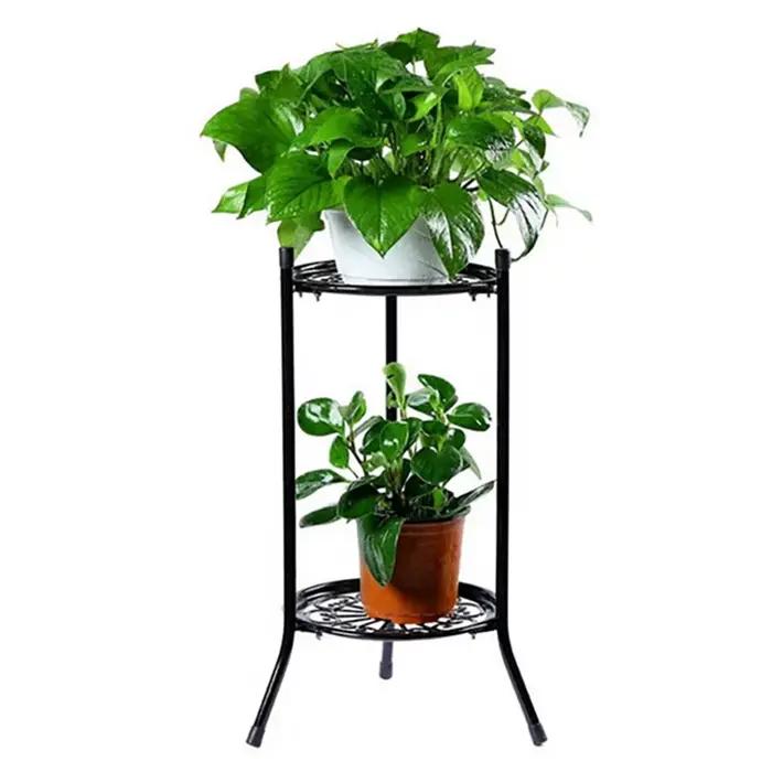 Étagère de support de plante en métal élégant à deux couches, porte-plante en pot, supports de pot d