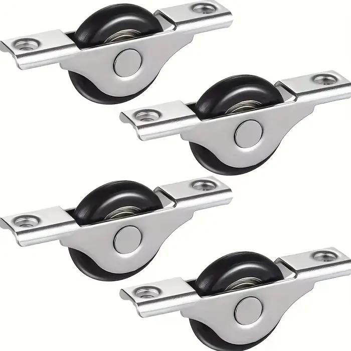 Kits de rails de porte coulissante en métal robuste, avec 4 roues en plastique noir, raccords de por