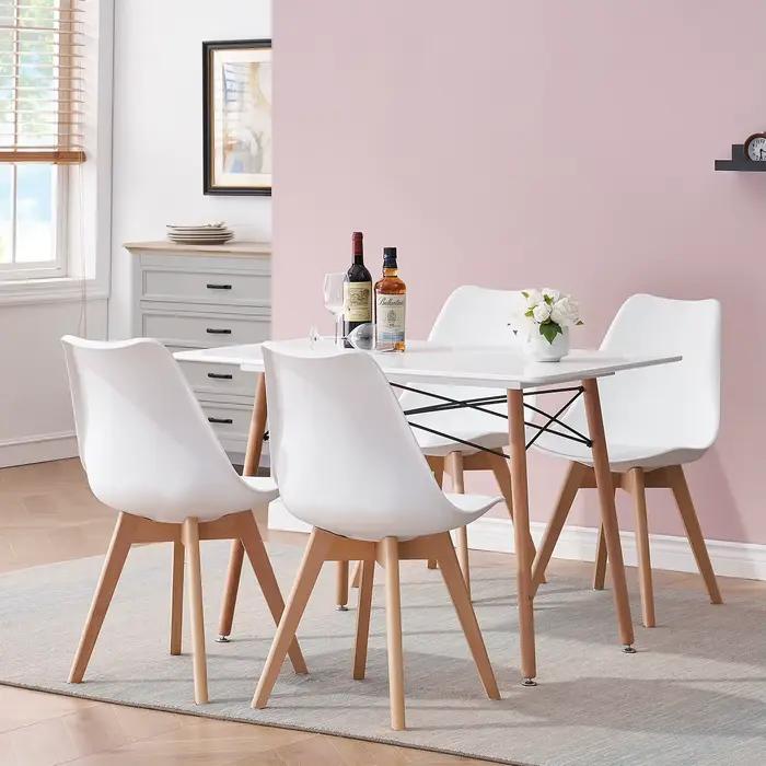 Ensemble de 6 chaises de salle à manger modernes et minimalistes, siège rembourré en PU, pieds en bo
