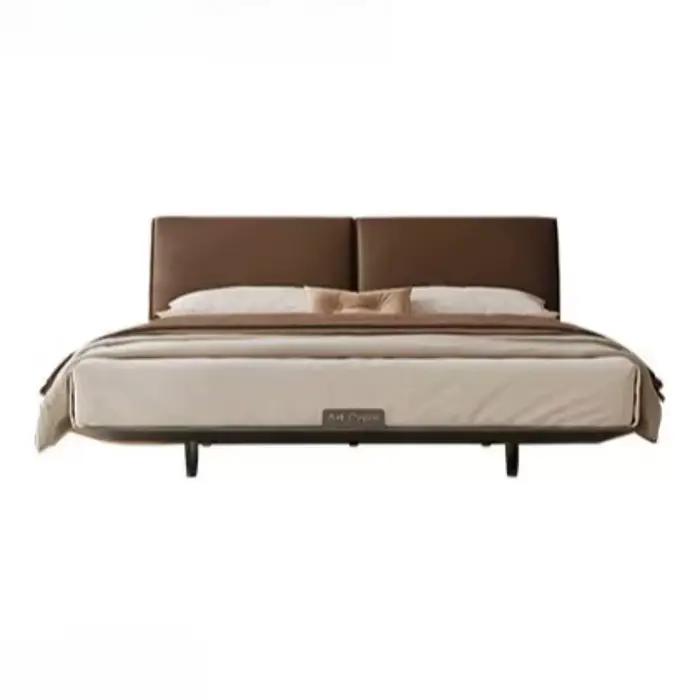 Lit moderne de luxe en fer forgé et acier au carbone, 180x200cm, 200x220cm, pour 2 personnes, avec c