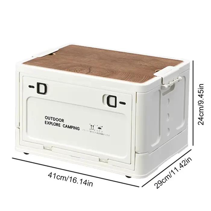 Boîte de rangement pliable avec couvercle en bois, bac de rangement pliable, grande capacité, multif