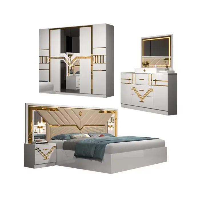 Ensemble de meubles de chambre à coucher modernes de luxe en gros de Chine, lit double king size ave