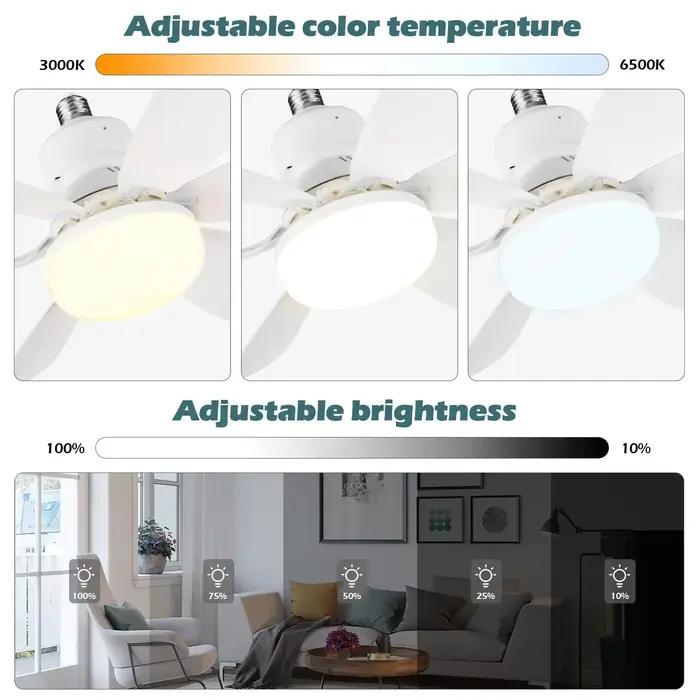 Ventilateur de plafond LED 40W E27 avec télécommande pour gradation, adapté au salon, au bureau, à u