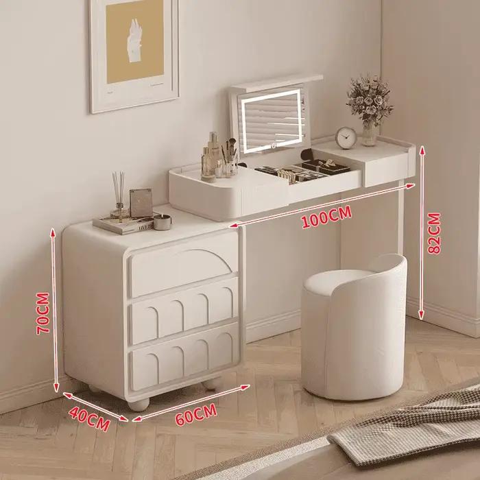 Miroir réglable Coiffeuse femmes lumière près du lit tiroirs Coiffeuse mode bijoux armoire Coiffeuse