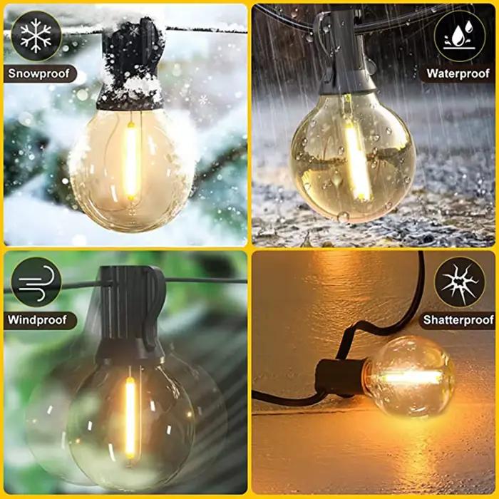 Guirxiété Solaire G40 à LED pour l'Extérieur, Luminaire Décoratif, Idéal pour un Jardin, une Terrass