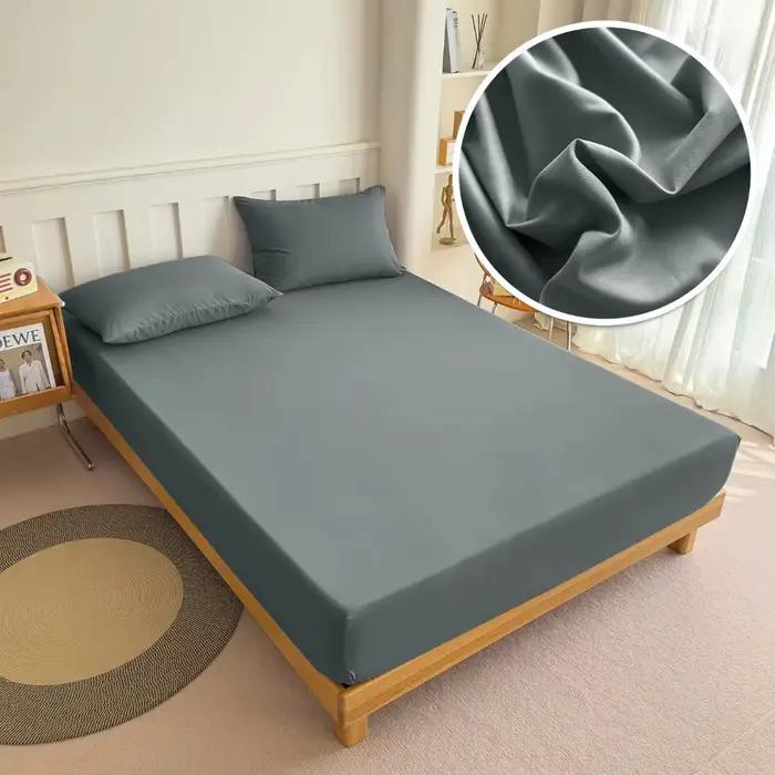 Drap-housse 90/120/150/180x200 avec bande élastique, couleur unie, protège-matelas pour lits simples