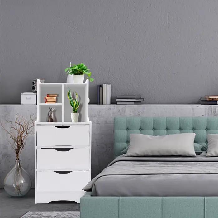 CNCEST-Table d'appoint blanche pour chambre à coucher, table de chevet moderne avec 3 égouts de prox