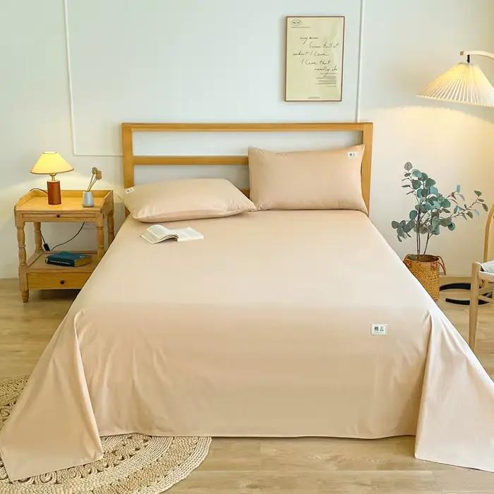 Drap plat de lit 100% coton pour lit Double, drap-housse uni de couleur unie, drap plat simple/Queen