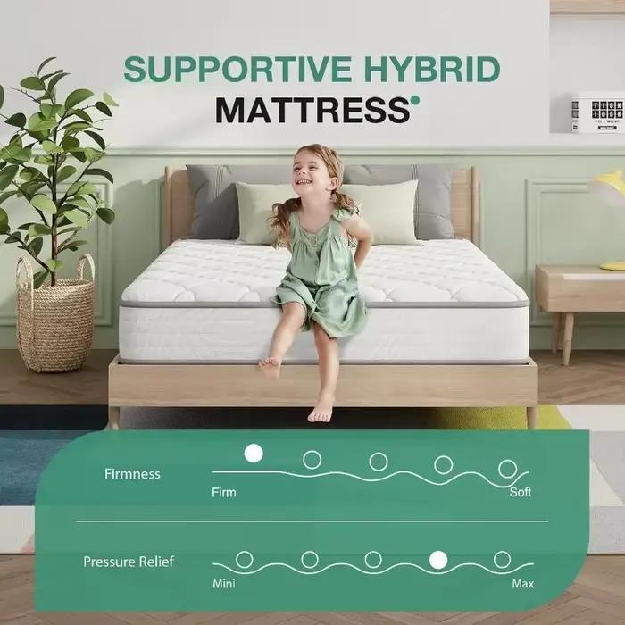 Matelas hybride moderne de haute qualité, matelas double de 8 pouces dans une boîte avec Support con
